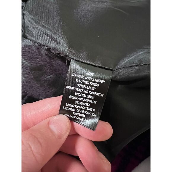 TORRID Buffalo Plaid Red Black Check Moto Bomber Jacket 00 M L - Picture 11 of 14